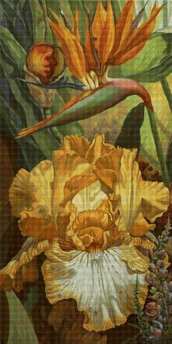 ТРИПТИХ ИРИСЫ-ЛЕВАЯ - триптих, парные картины, диптих - предпросмотр