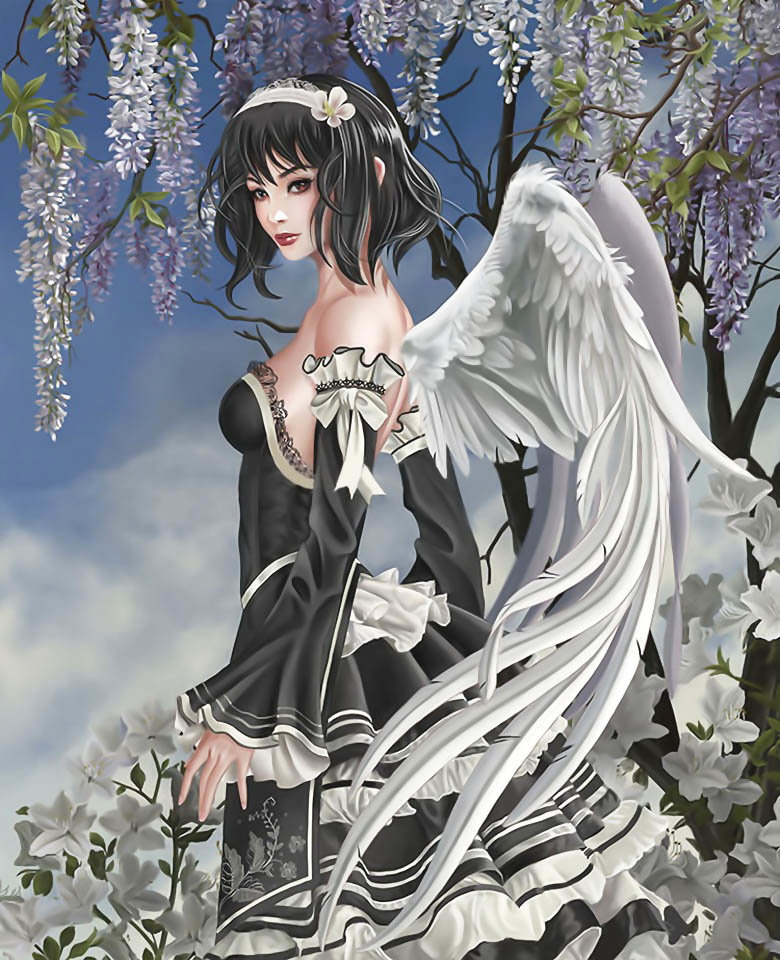 №2111352 - ангел, девушка, цветы - оригинал