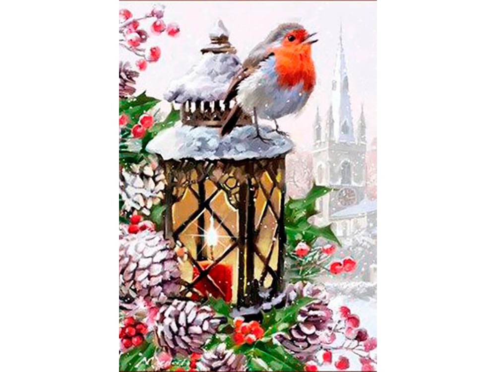 Рождество (208х400) - фонарь, птичка - оригинал