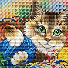 Схема вышивки «кот с нитками»