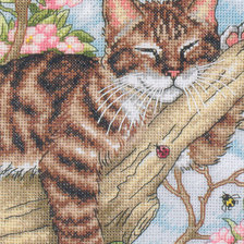 Схема вышивки «кот на дереве»