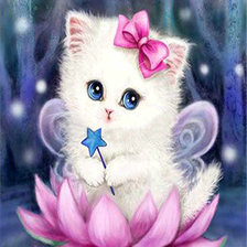 Схема вышивки «котенок на лотосе»