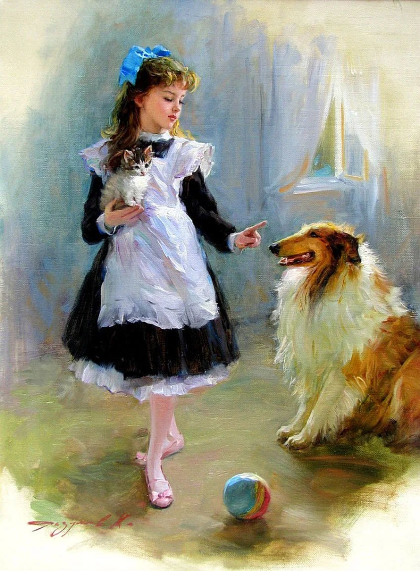 Нельзя! Константин Разумов - собака, живопись, девочка, котенок - оригинал