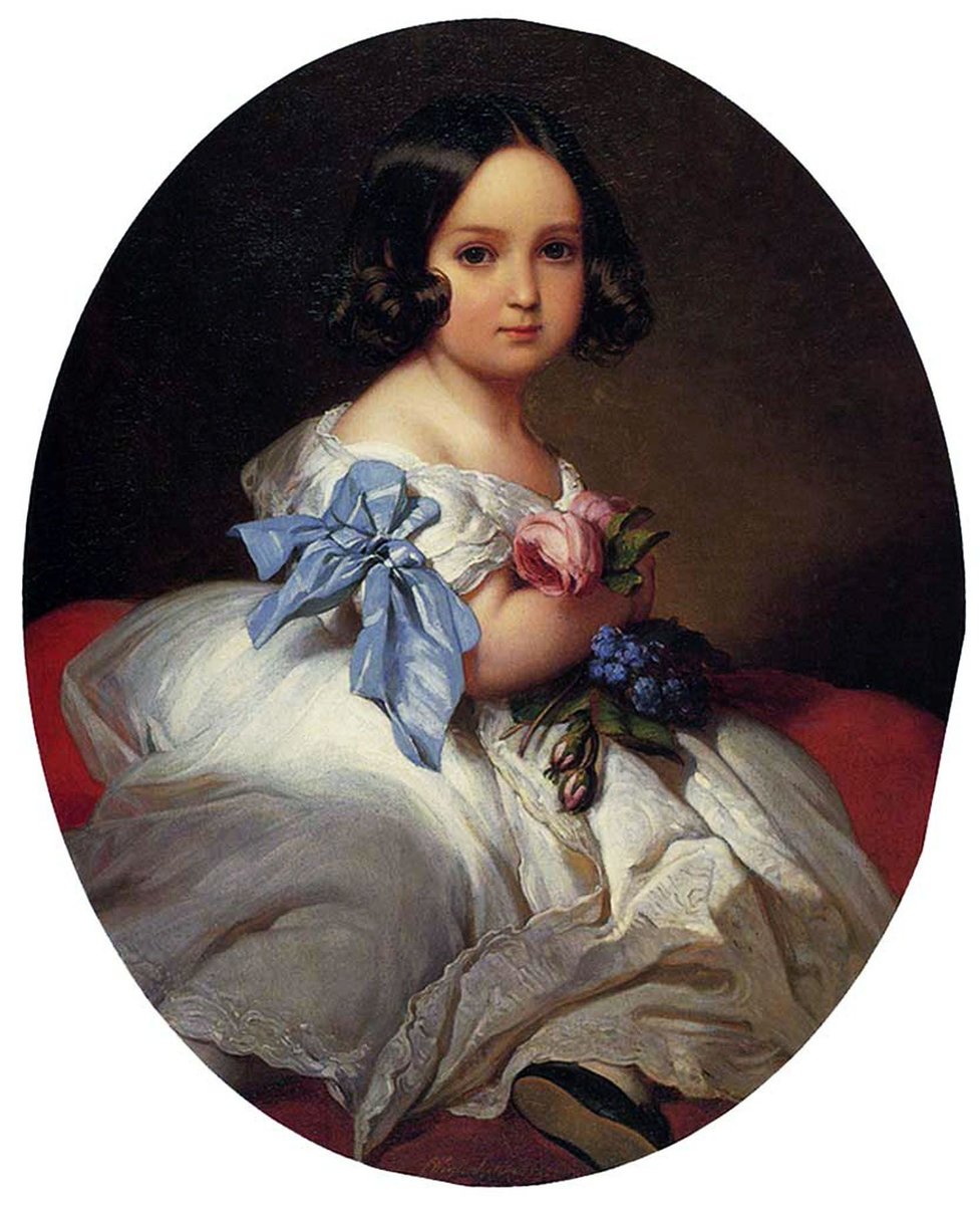 Принцесса Шарлотта. Франц Ксавьер Винтерхальтер - девочка, живопись, портрет, розы, цветы, 19 век - оригинал