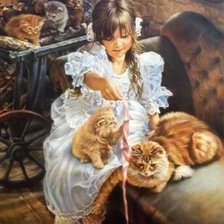 Схема вышивки «Игра с котятами. Сандра Кук»