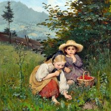 Оригинал схемы вышивки «Дети, собирающие землянику. Schutze Wilhelm» (№2111882)