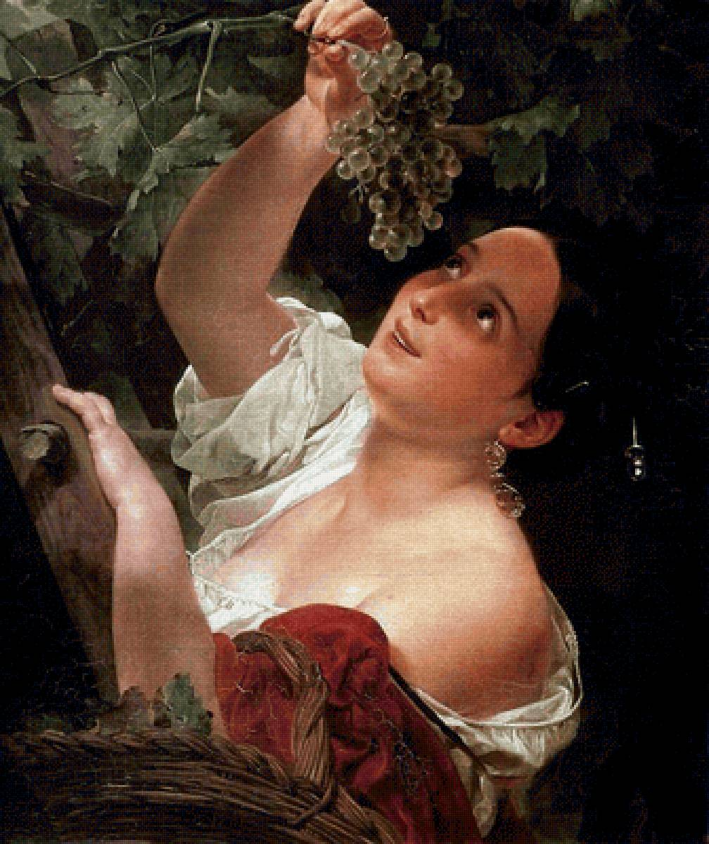 Карл Брюллов. Итальянский полдень - виноград, девушка, живопись, портрет - предпросмотр