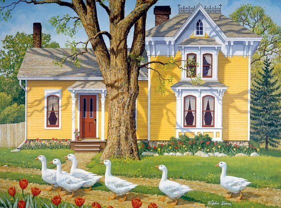 Деревня - дом, гуси - оригинал