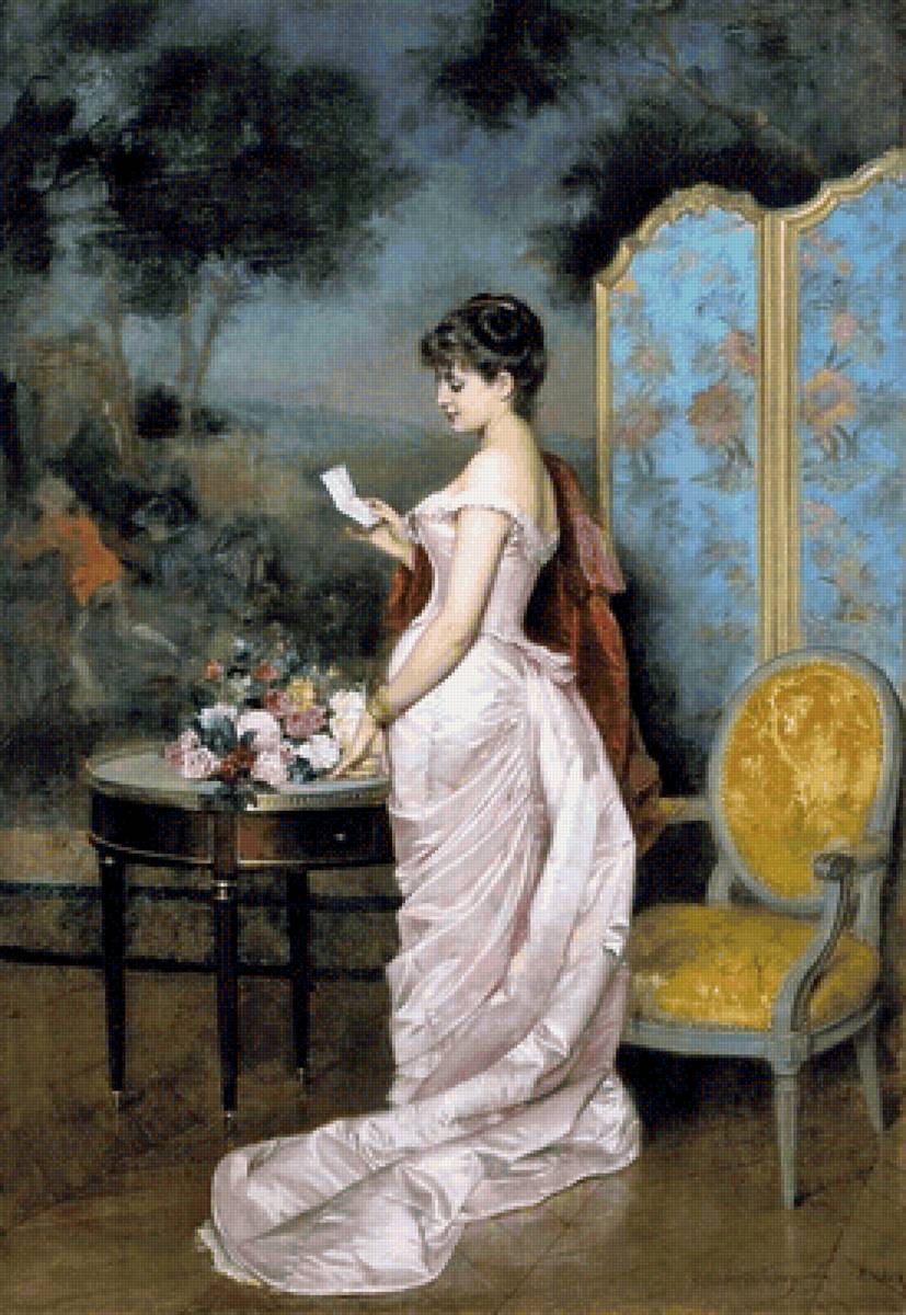 Девушка, читающая письмо. Ян Франс Верхас - девушка, живопись, 19 век, портрет - предпросмотр