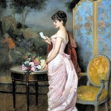 Оригинал схемы вышивки «Девушка, читающая письмо. Ян Франс Верхас» (№2112131)
