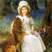 Оригинал схемы вышивки «Девочка с собакой. Джордж Шеридан» (№2112397)