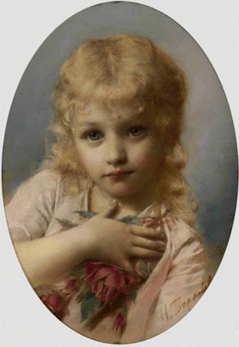 Девочка с цветком. Николай Бодаревский - 19 век, живопись, девочка, портрет - предпросмотр