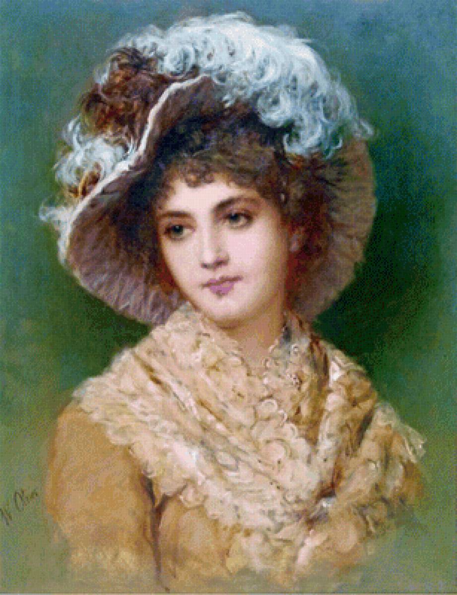 Девушка в шляпе. Уильям Оливер - портрет, 19 век, живопись, девушка - предпросмотр