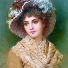 Оригинал схемы вышивки «Девушка в шляпе. Уильям Оливер» (№2112849)