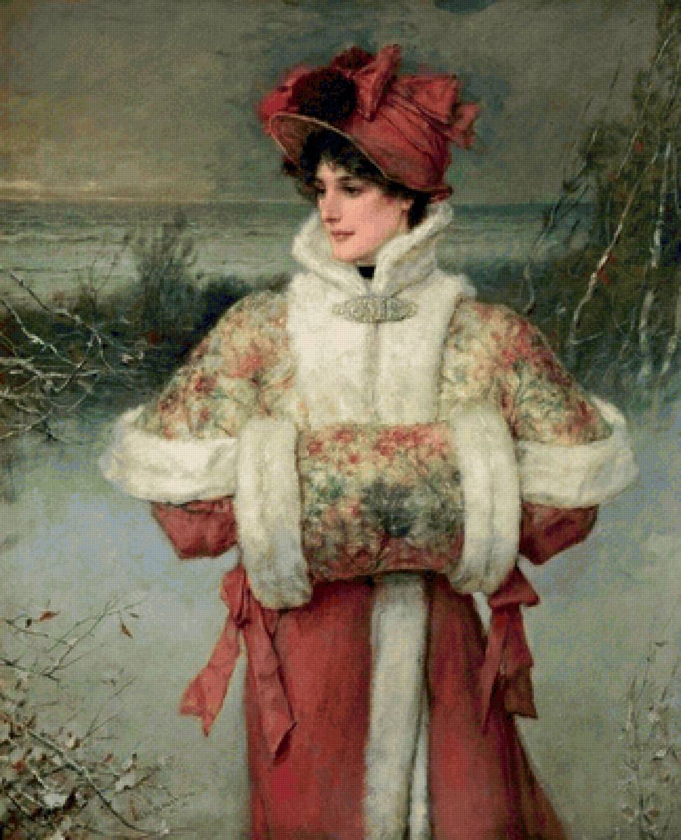 Портрет дамы. Чарльз Эдвард Перуджини - девушка, живопись, дама, женщина, 19 век, портрет - предпросмотр