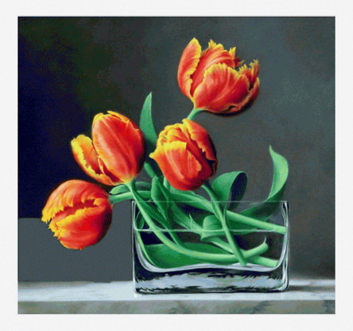 Тюльпаны. - натюрморт, живопись., цветы - предпросмотр