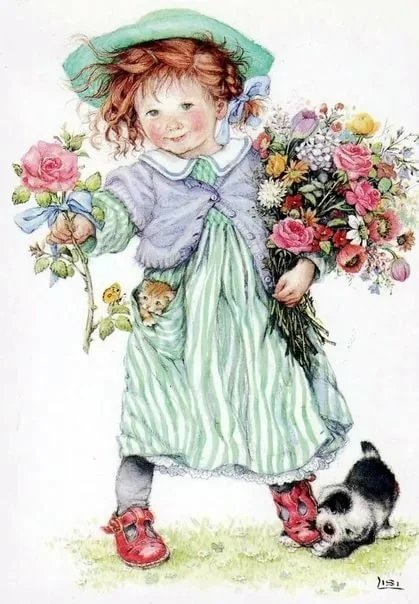 Открытка. Лизи Мартин - открытка, винтаж, девочка - оригинал