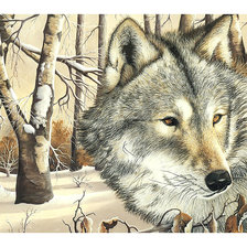 Оригинал схемы вышивки «Волки в зимнем лесу.» (№2113893)