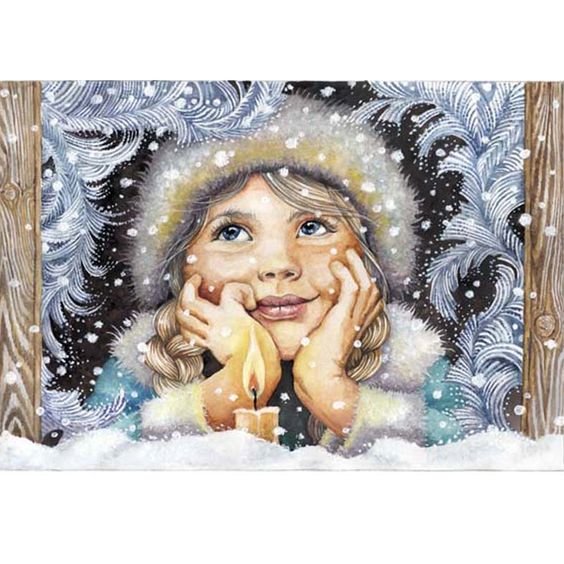 Девочка у окна - дети, окно, зима - оригинал