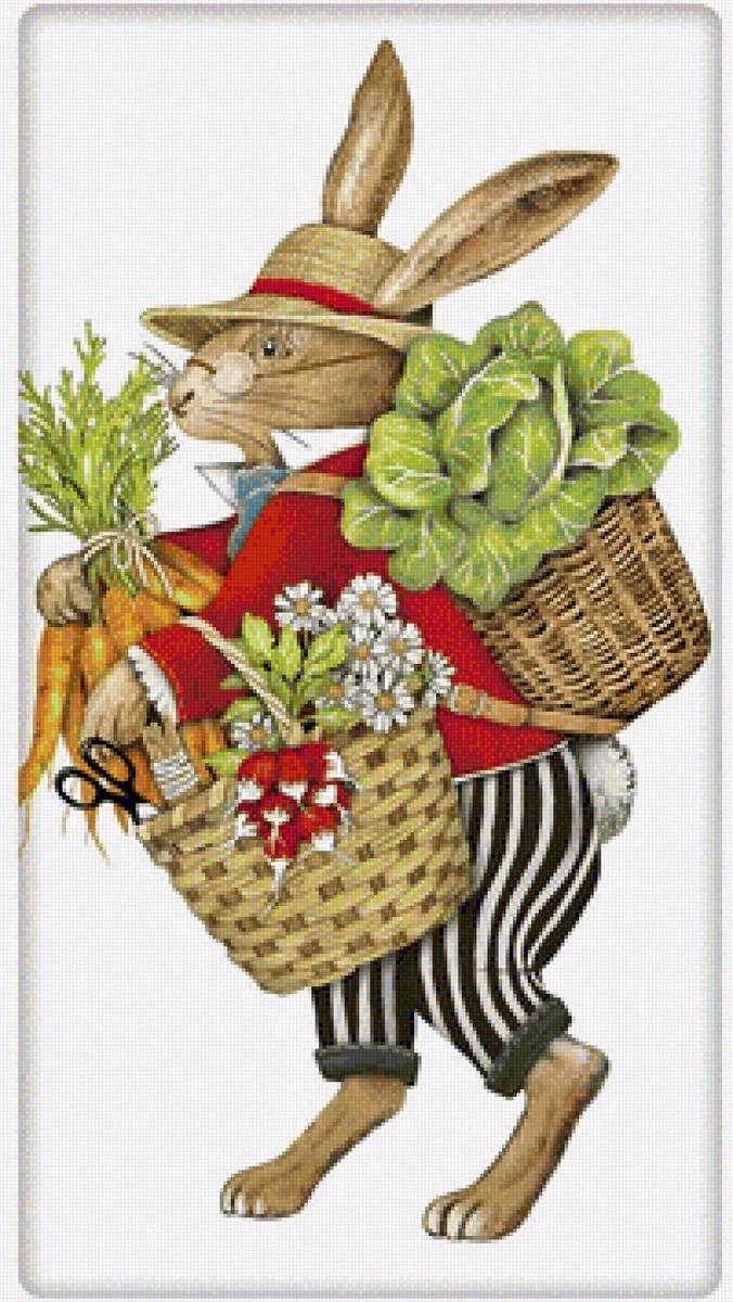 Заяц-фермер - капуста, корзина, детское, заяц - предпросмотр