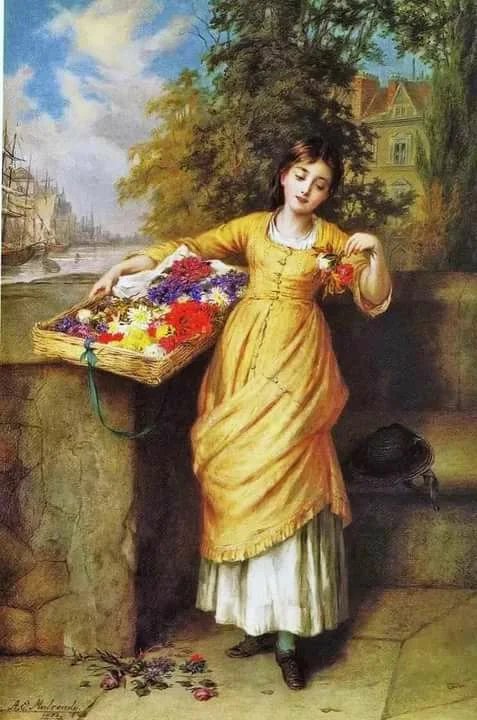 Эжен Блаас. Цветочница - 19 век, портрет, девушка, живопись - оригинал