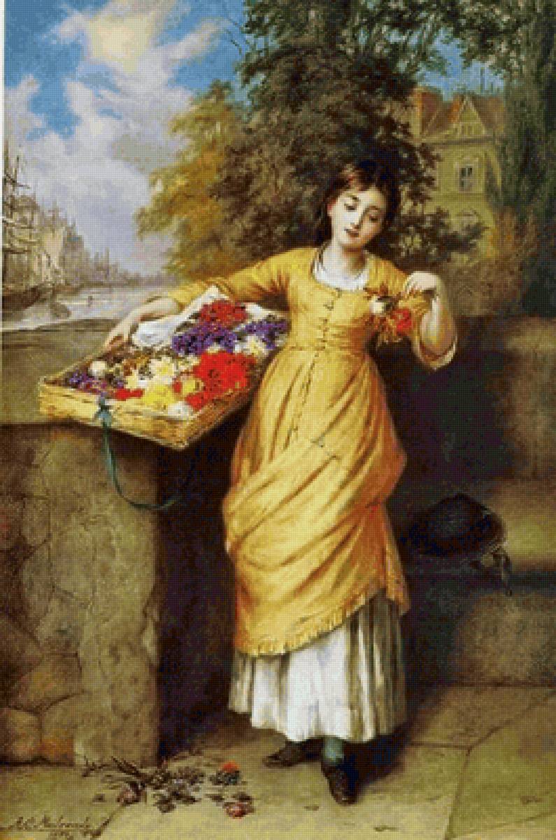 Эжен Блаас. Цветочница - 19 век, девушка, портрет, живопись - предпросмотр