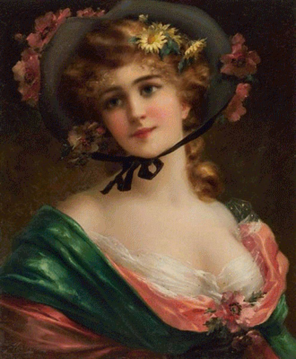 Девушка в шляпе. Эмиль Вернон - 19 век, портрет, живопись, девушка - предпросмотр