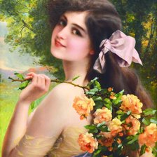 Оригинал схемы вышивки «Девушка с розами. Эмиль Вернон» (№2114152)