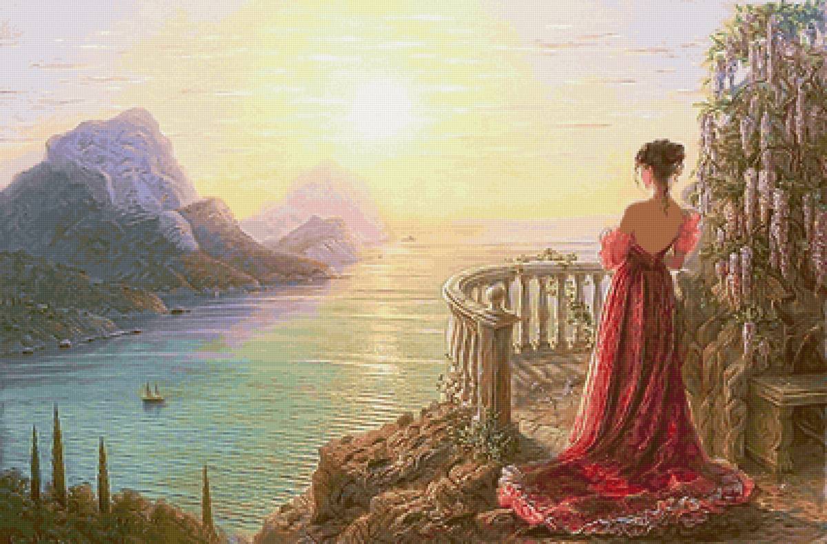 №2114427 - закат, море, девушка, горы - предпросмотр