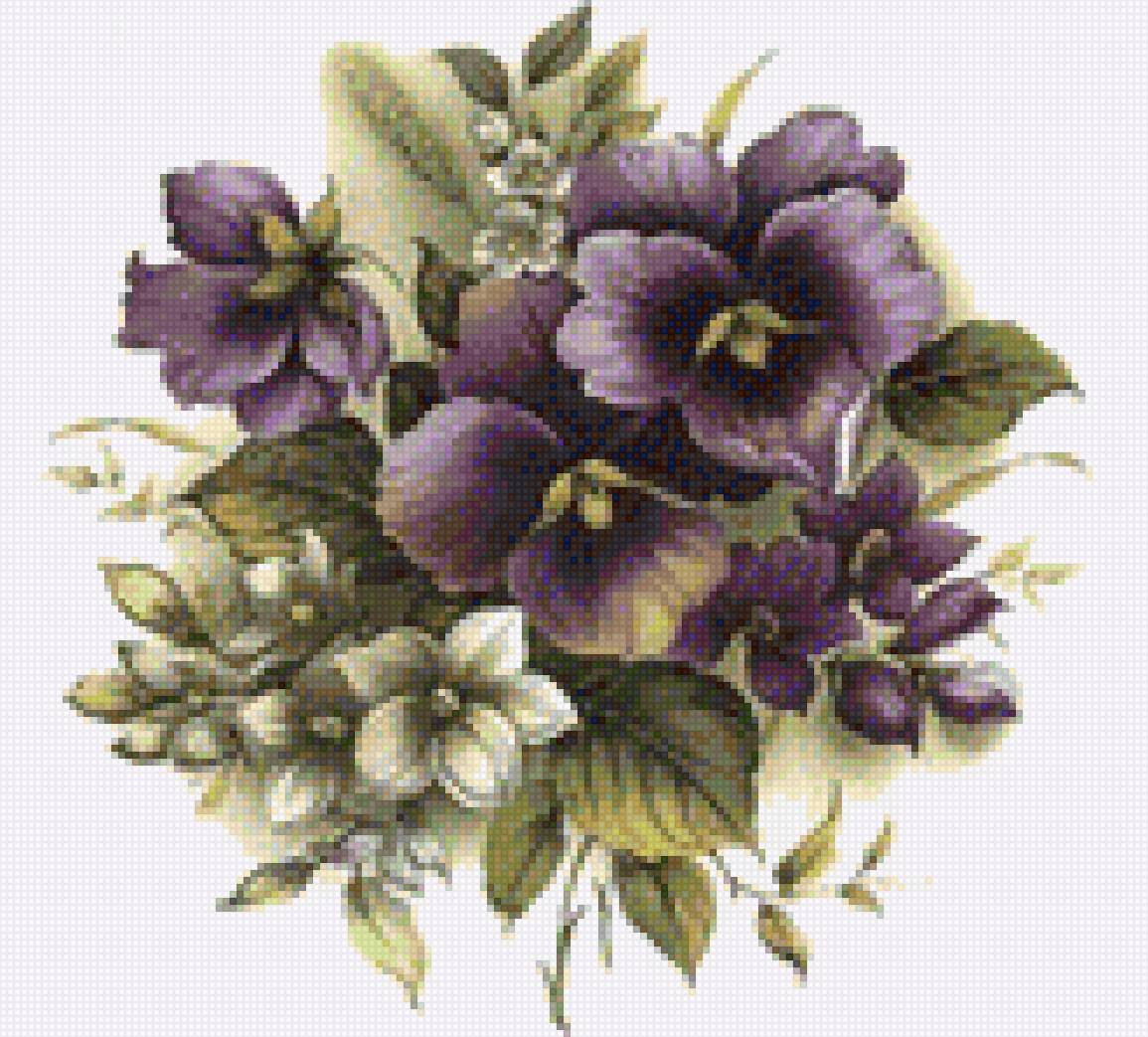 цветы - цветы, фиалки, подушка - предпросмотр