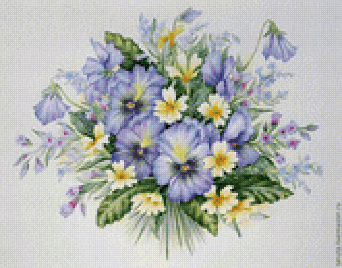 Цветы - подушка, цветы, анютины глазки, фиалки - предпросмотр