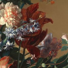 Схема вышивки «ЯН ВАН ХЕЙСУМ.БУКЕТ ЦВЕТОВ В ТЕРРАКОТОВОЙ ВАЗЕ С ГНЕЗДОМ-11»