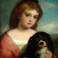 Оригинал схемы вышивки «Девушка с собакой. Чарльз Бакстер» (№2115347)