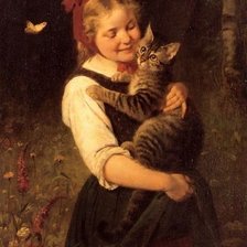 Оригинал схемы вышивки «Девочка с кошкой. Рудольф Эпп» (№2115620)