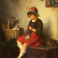 Схема вышивки «За вязанием. Рудольф Эпп»