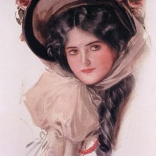 Оригинал схемы вышивки «Дама в шляпе. Харрисон Фишер» (№2115633)