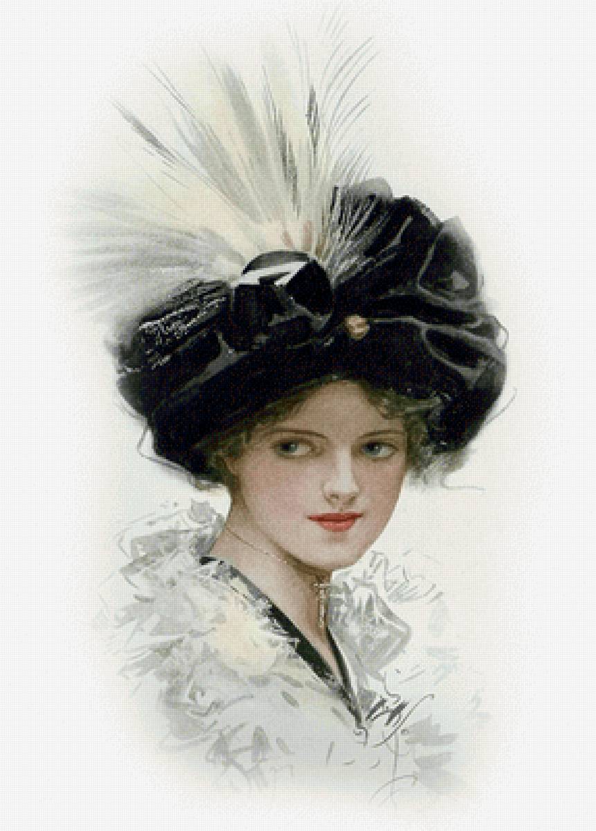 Дама в тюрбане. Харрисон Фишер - дама, женщина, 19 век, живопись, портрет, девушка - предпросмотр