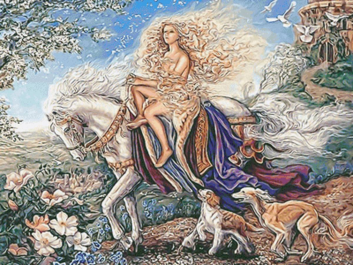 №2115711 - собачки, всадница, лошадь, девушка - предпросмотр