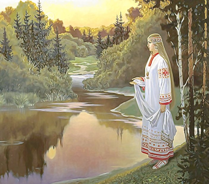 №2116929 - река, девушка, пейзаж, вечер, лес - оригинал