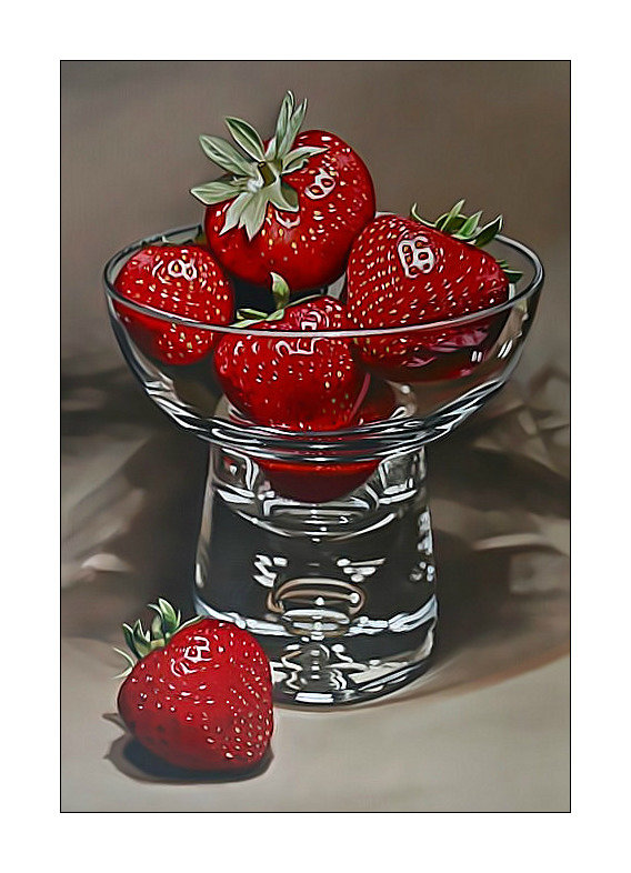 Клубничка в стакане. - клубника, ягоды, стакан, натюрморт, живопись - оригинал