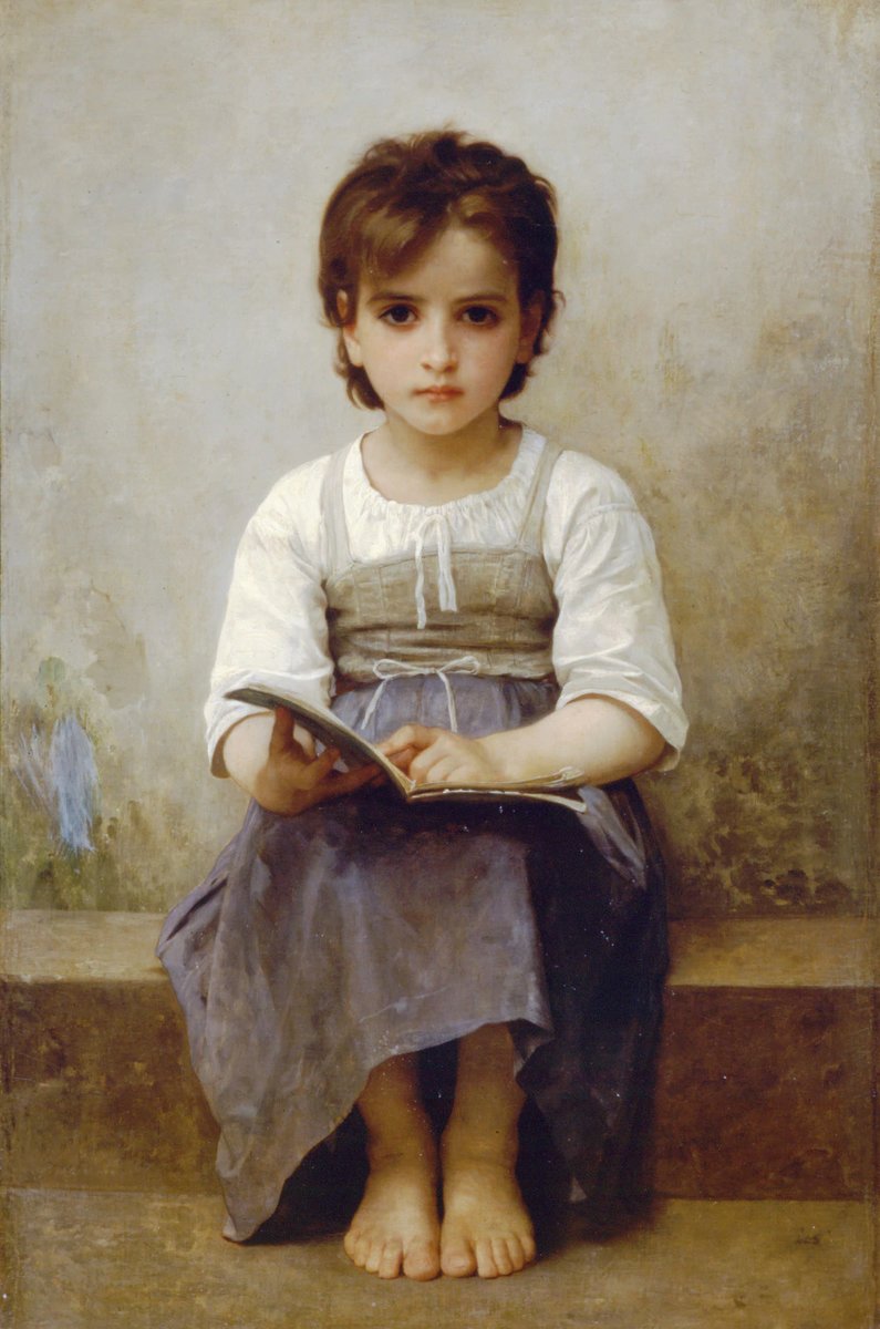 Девочка с книгой. Адольф Вильям Бугро - девочка, живопись, портрет, 19 век - оригинал