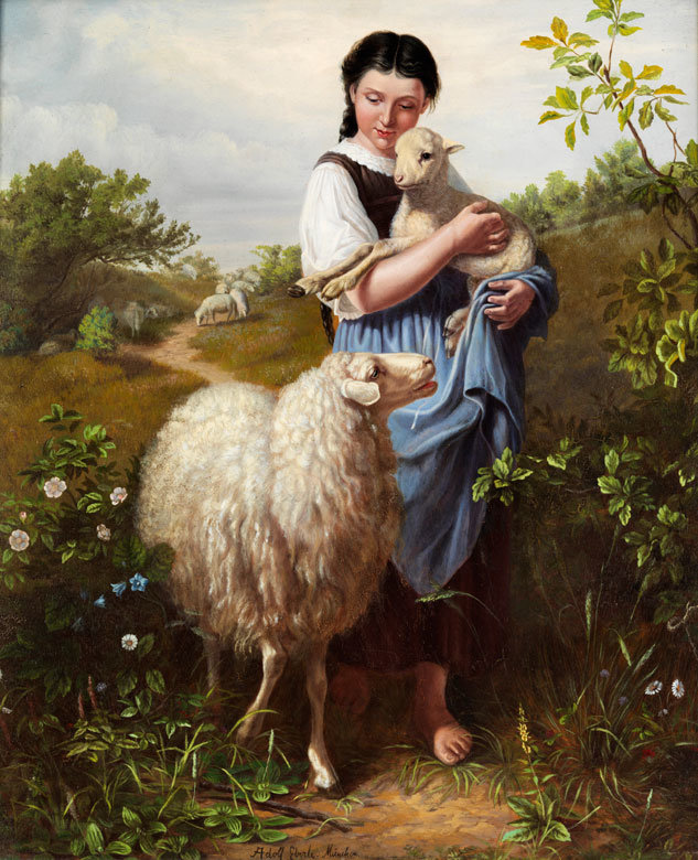 Пастушка. Адольф Эберле - 19 век, портрет, живопись, девушка - оригинал