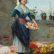 Схема вышивки «Augustus Edwin Mulready. Цветочница»