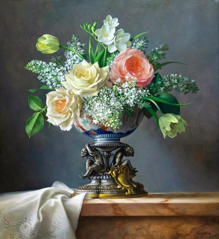 Питер Вагеманс. Цветы в вазе - натюрморт, ваза, цветы, живопись - оригинал