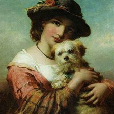 Схема вышивки «Девушка с собачкой. Джеймс Джон Хилл»