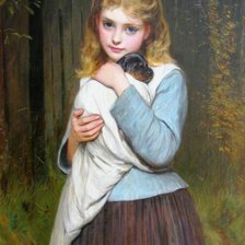 Оригинал схемы вышивки «Девочка со щенком. Чарльз Александр Хирон» (№2117937)