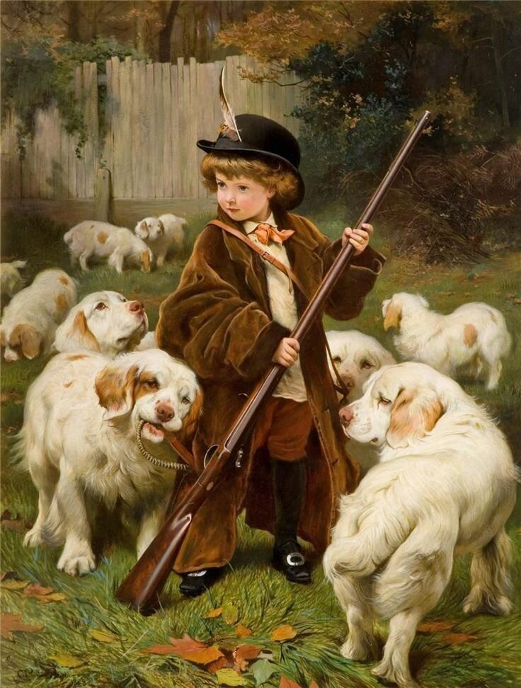 На охоту. Чарльз Бартон Барбер - 19 век, дети, собака, живопись, мальчик - оригинал