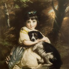Схема вышивки «Девочка с собакой. Джошуа Рейнольдс»