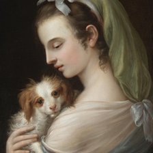 Оригинал схемы вышивки «Дама с собачкой. Жан Батист Крёз» (№2118082)