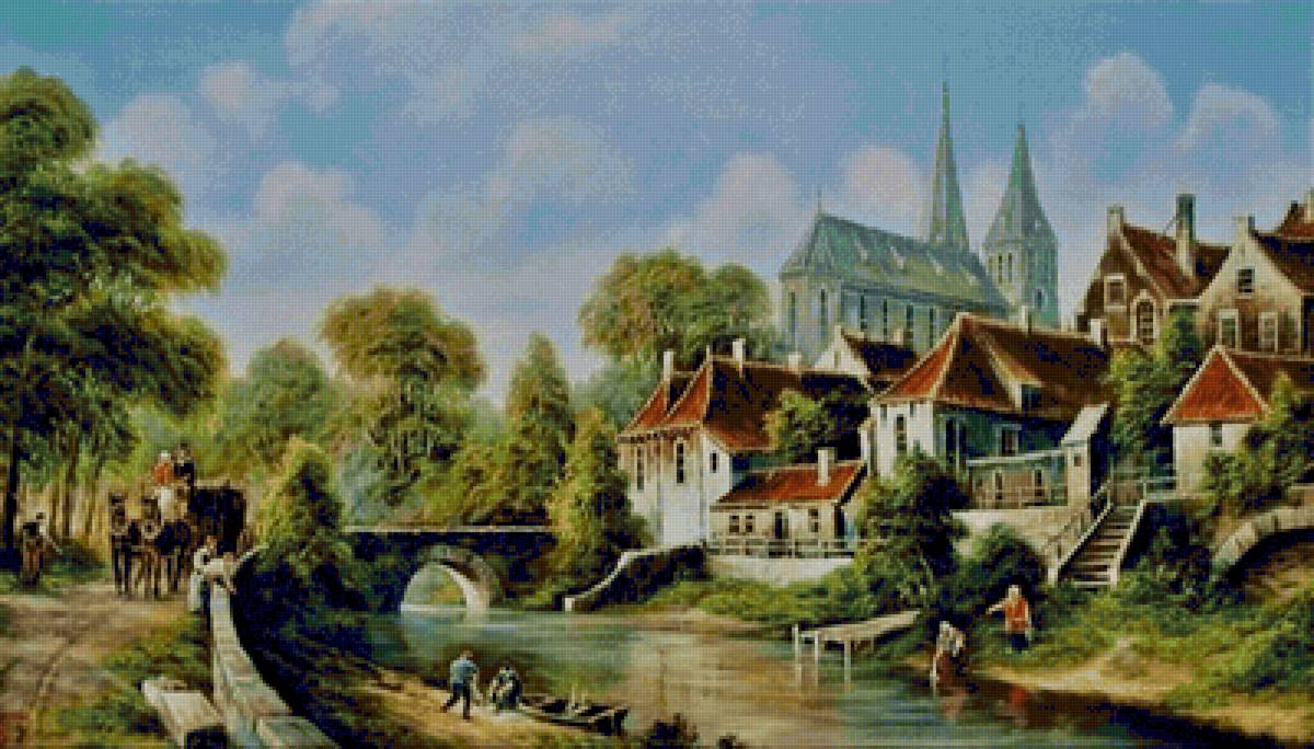 Окраина - башни, город, река - предпросмотр